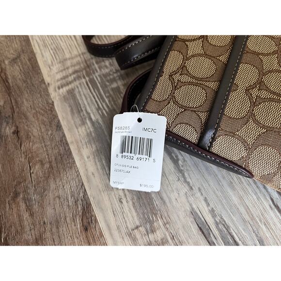Coach F58285 Outline Signature File Bag Crossbody Khaki Brown Discontinued - Picture 3 of 10